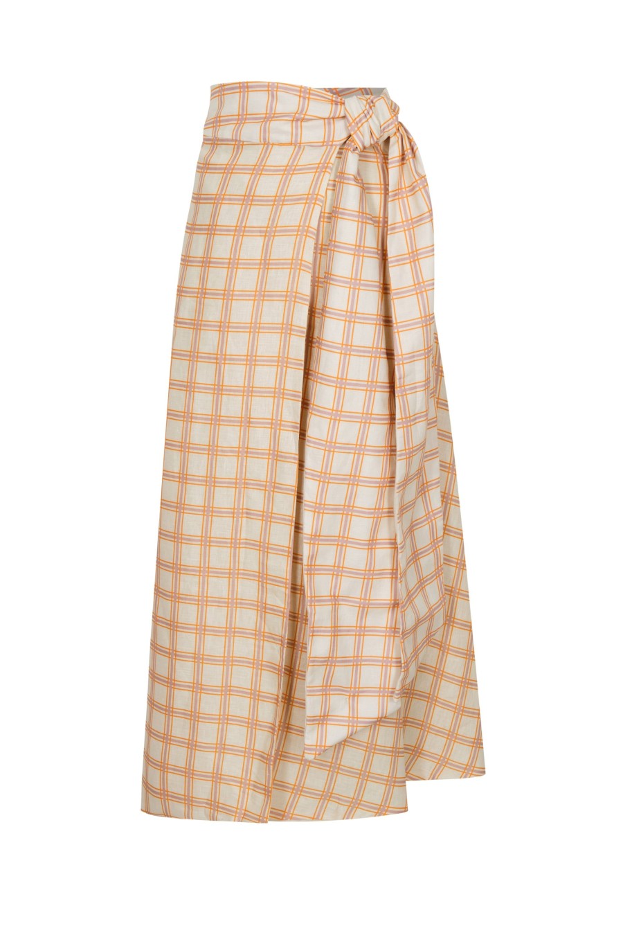 Women Juan de Dios Skirts | Lou Lou Wrap Around Linen Skirt/Cream And Butter Scotch