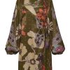 Women Juan de Dios | Hojarasca Silk Mini Tunic Dress/Olive Moonlight Garden