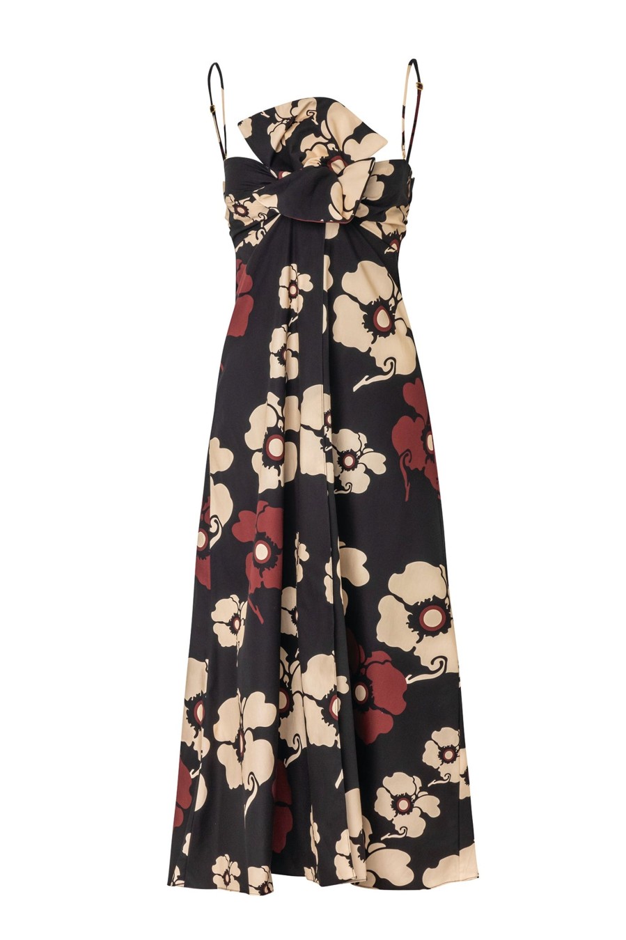 Women Juan de Dios Dresses | Amore Mio Cotton Midi Dress/Black Maxi Ivory Flowers