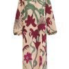 Women Juan de Dios | Hojarasca Crepe De Chine Dress/Fuchsia Garden