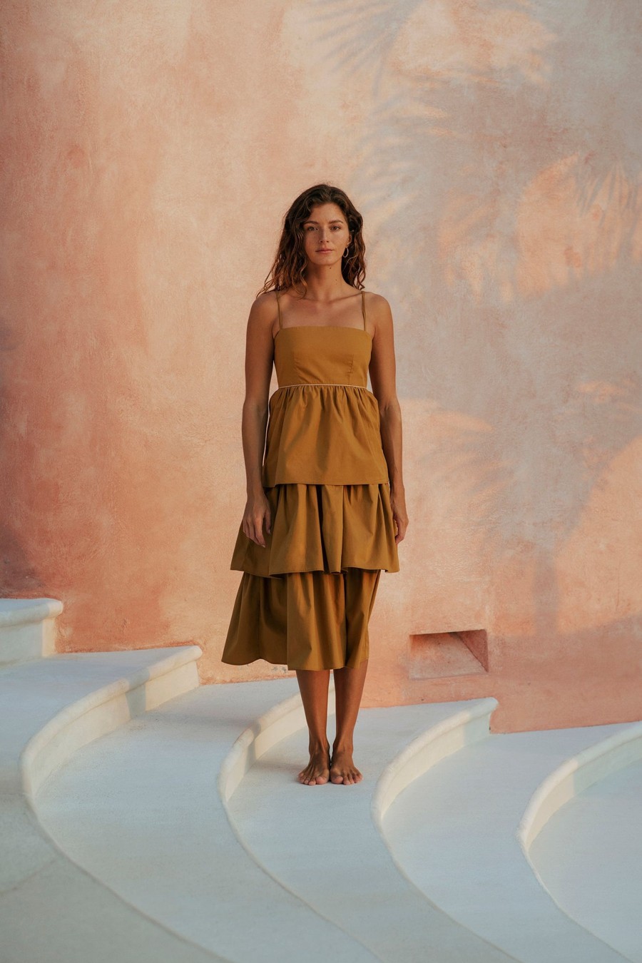 Women Juan de Dios Dresses | Lola Cotton Midi Dress/Tabaco