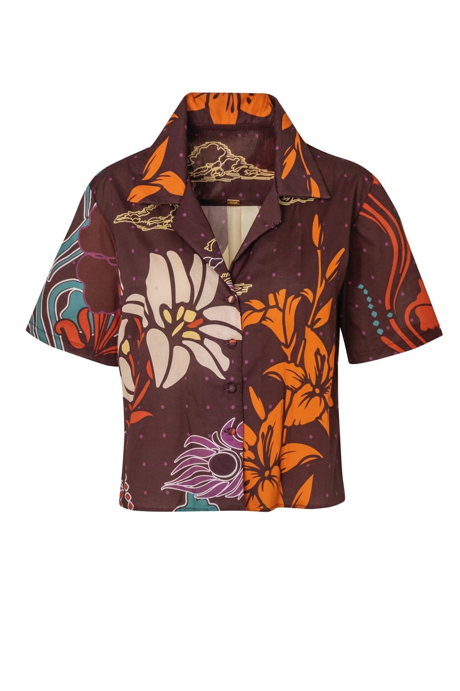 Women Juan de Dios Shirts & Blouses | Tomaso Cotton Shirt/Brown Moonlight Garden