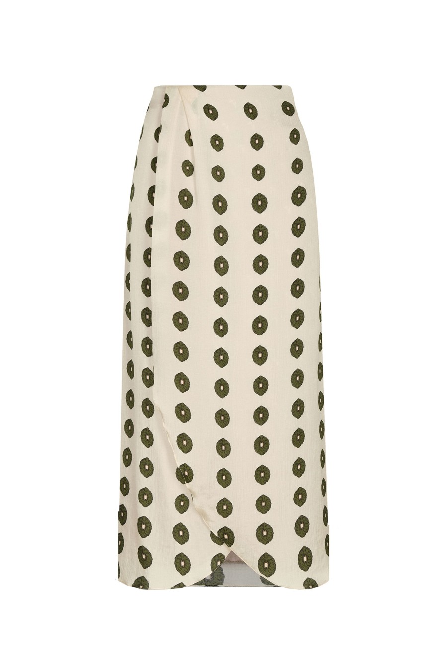 Women Juan de Dios | Amaime Silk Martellato Midi Skirt/Ivory Green Chintz