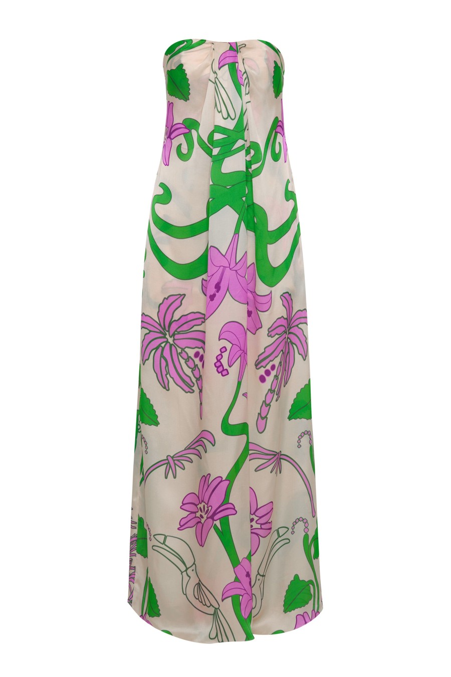 Women Juan de Dios | Bardot Maxi Silk Dress/Violet Garden