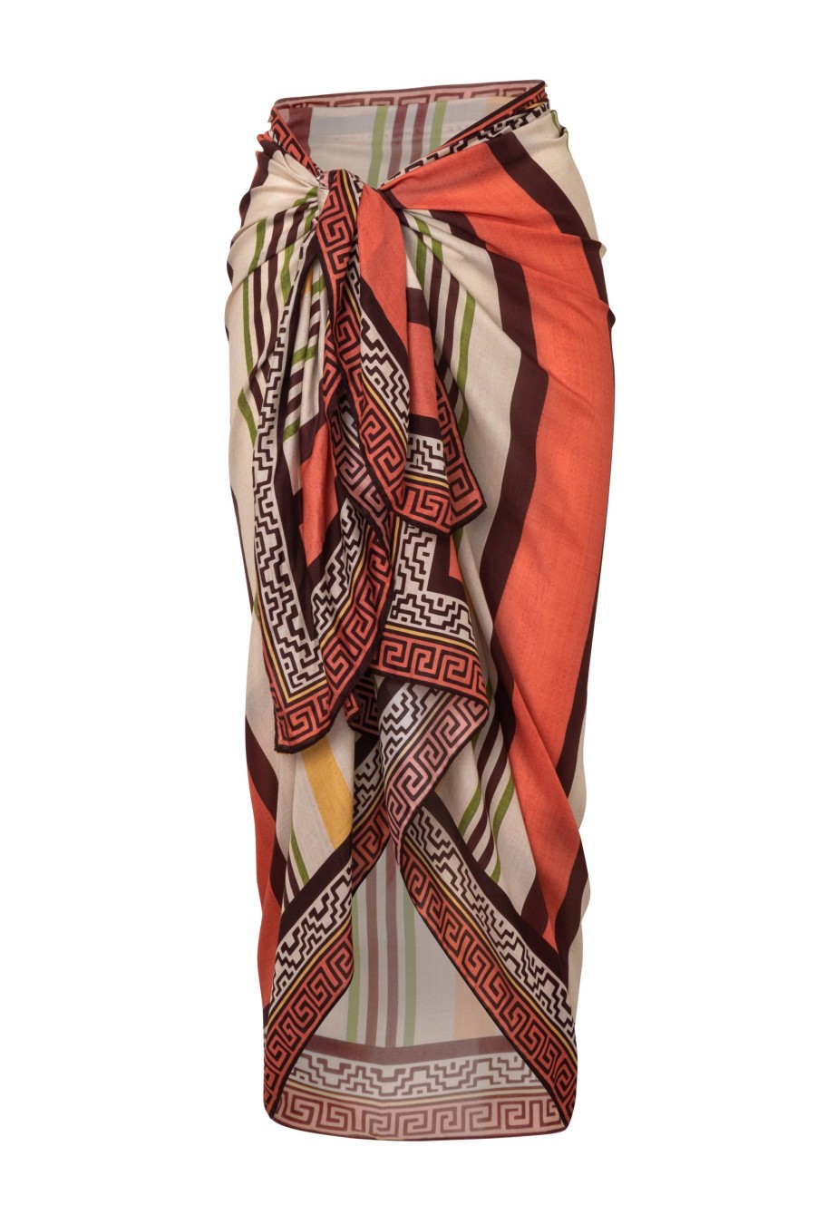 Women Juan de Dios Sarongs | De La Falaise Cotton- Silk Sarong/Salmon Stripes