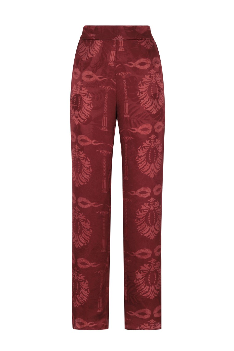 Women Juan de Dios | Santo Tomas Silk Jacquard Pants/Wine