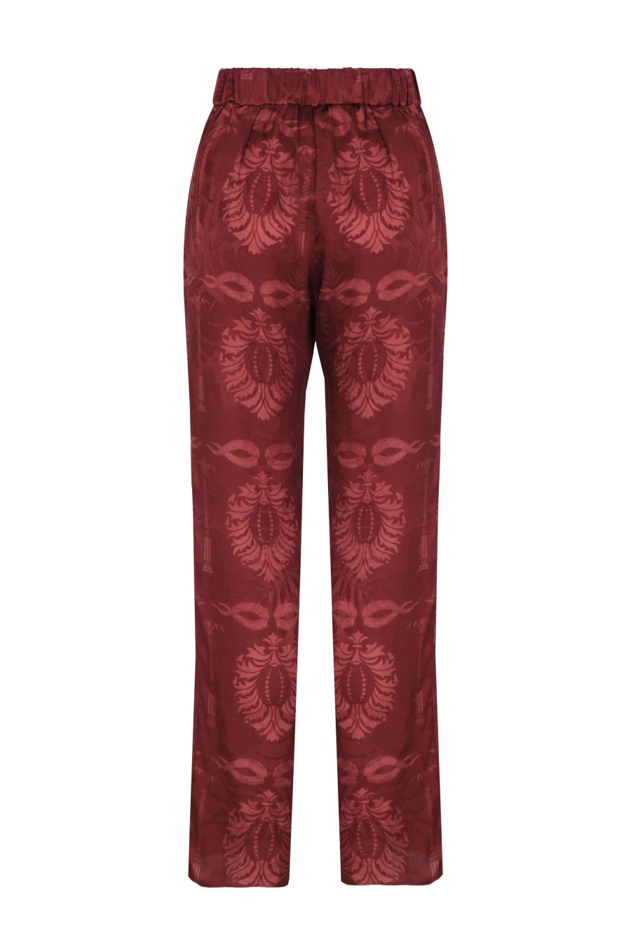 Women Juan de Dios | Santo Tomas Silk Jacquard Pants/Wine