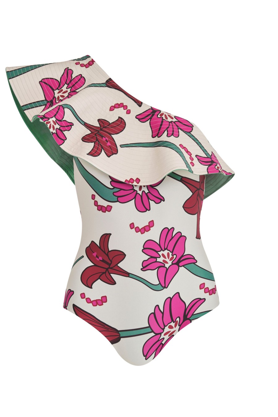 Women Juan de Dios Onepiece | Tucan One Piece/Beige Fuchsia Flowers-Mint