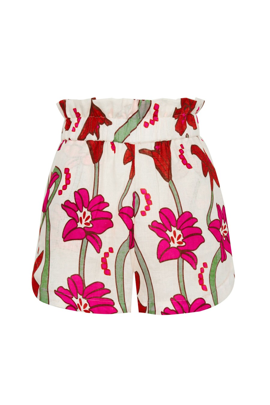 Women Juan de Dios Shorts | San Antonio Linen Shorts/Fuchsia Flowers