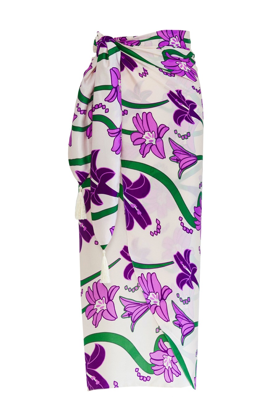 Women Juan de Dios Skirts | Mapara Silk Wrap Skirt/Violet Flowers