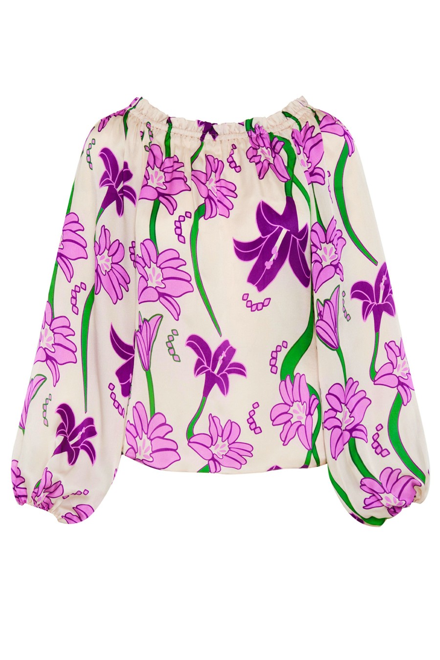 Women Juan de Dios Shirts & Blouses | Astrid Silk Blouse/Violet Flowers