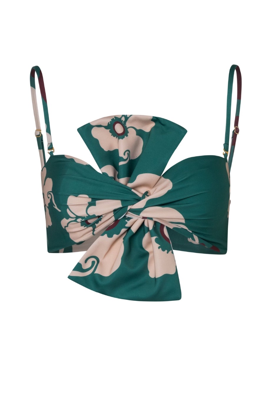 Women Juan de Dios Bikinis | Albatross Top/Emerald Green Maxi Flowers-Ivory