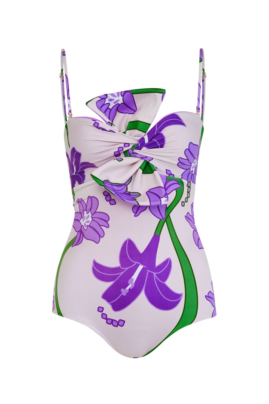 Women Juan de Dios Bikinis | Malaga One Piece/Beige Violet Flowers