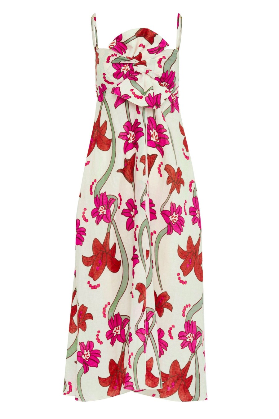 Women Juan de Dios Dresses | Amore Mio Linen Dress/Fuchsia Flowers