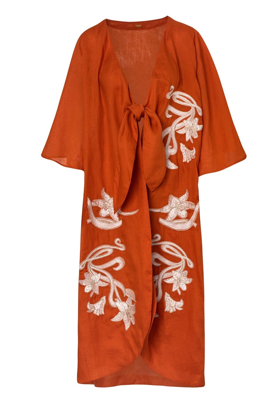 Women Juan de Dios Dresses | Frida Linen Kaftan/Orange