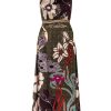 Women Juan de Dios | Torre Del Cielo Silk Midi Dress/Olive Moonlight Garden