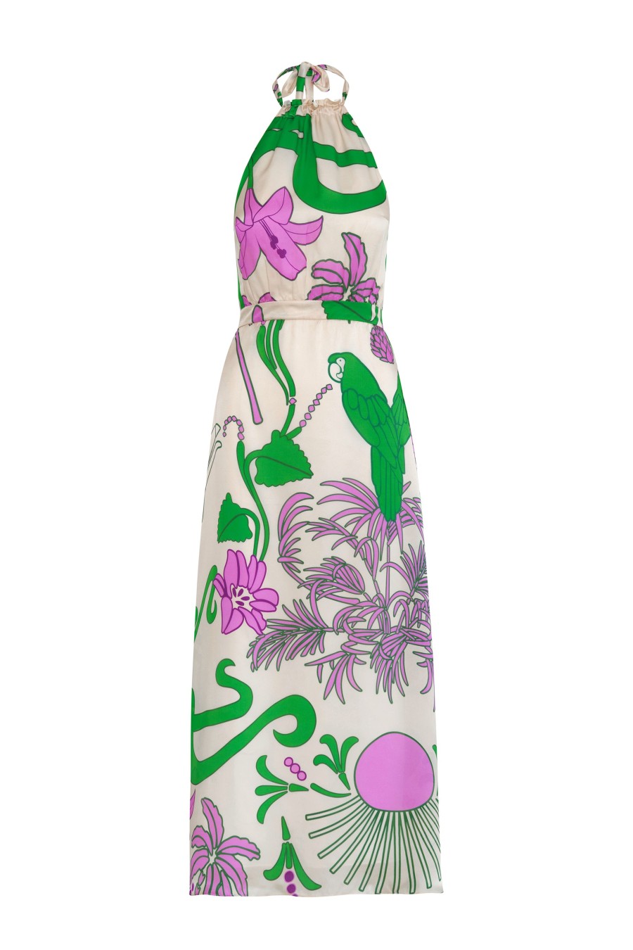 Women Juan de Dios | Magdalena Silk Maxi Dress/Violet Garden