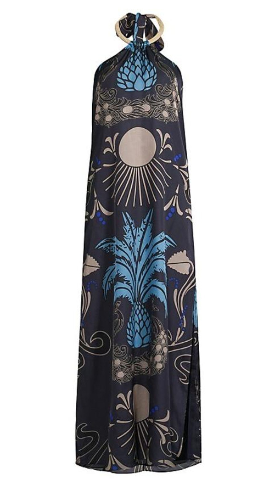 Women Juan de Dios Dresses | Ipanema Maxi Cotton Silk Dress/Blue Garden