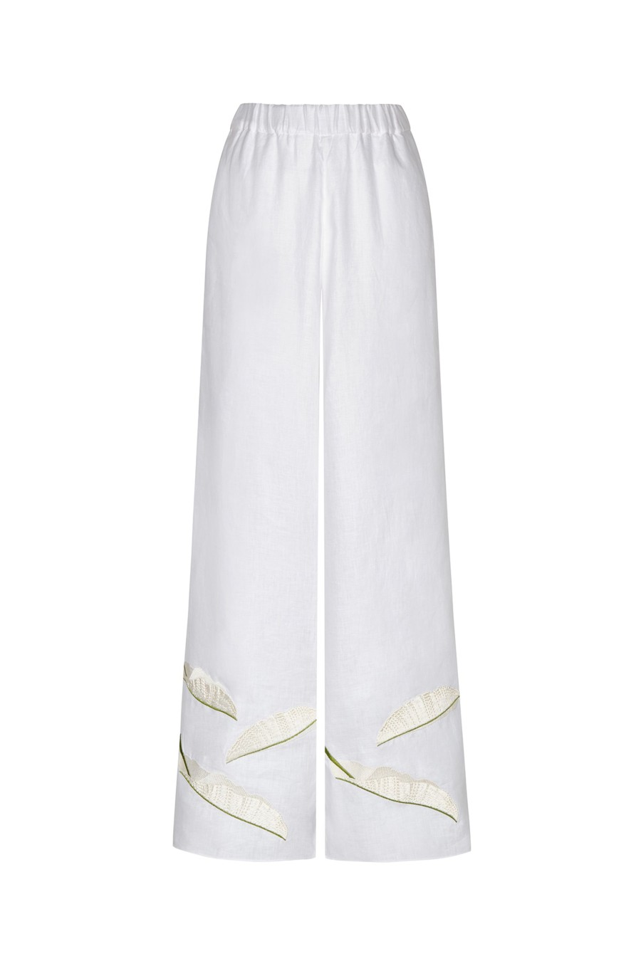 Women Juan de Dios Pants | San Benito Embroidered Linen Pants/White