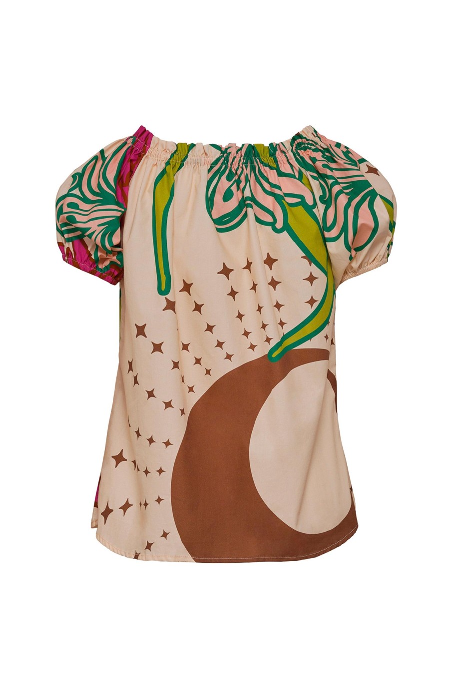 Women Juan de Dios Shirts & Blouses | Julia Cotton Top/Beige Moon Garden