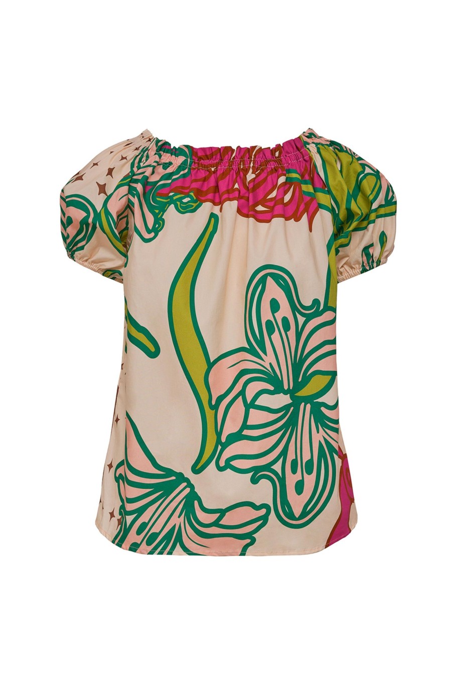 Women Juan de Dios Shirts & Blouses | Julia Cotton Top/Beige Moon Garden