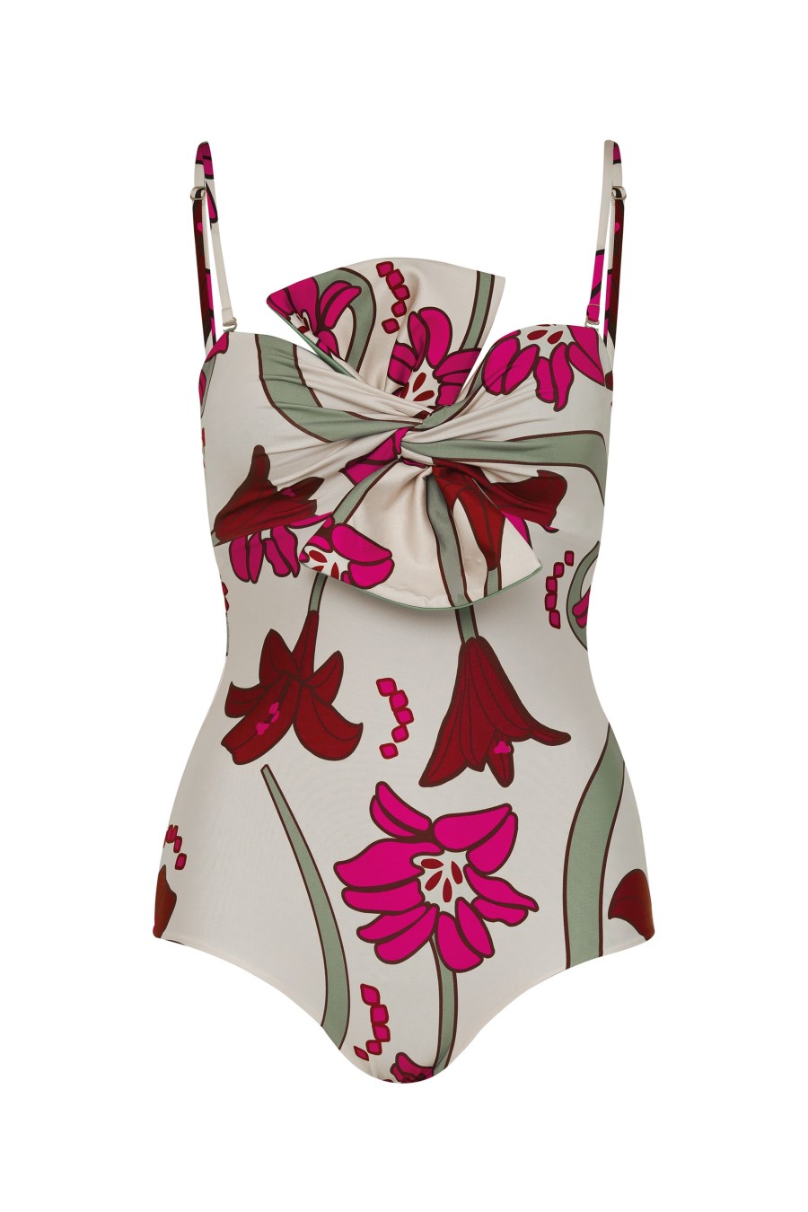 Women Juan de Dios Onepiece | Malaga One Piece/Beige Fuchsia Flowers