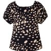 Women Juan de Dios Shirts & Blouses | Julia Cotton Top/Black Night Ivory Pebbles