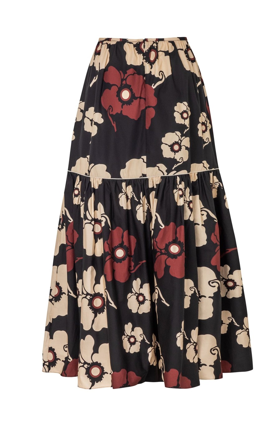 Women Juan de Dios Skirts | Ornella Cotton Maxi Skirt/Black Maxi Ivory Flowers