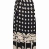 Women Juan de Dios | Amaime Satin Silk Midi Skirt/Black Mini Palms Cream