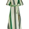 Women Juan de Dios Shirts & Blouses | Ermita Wrap Linen Dress/Green Stripes