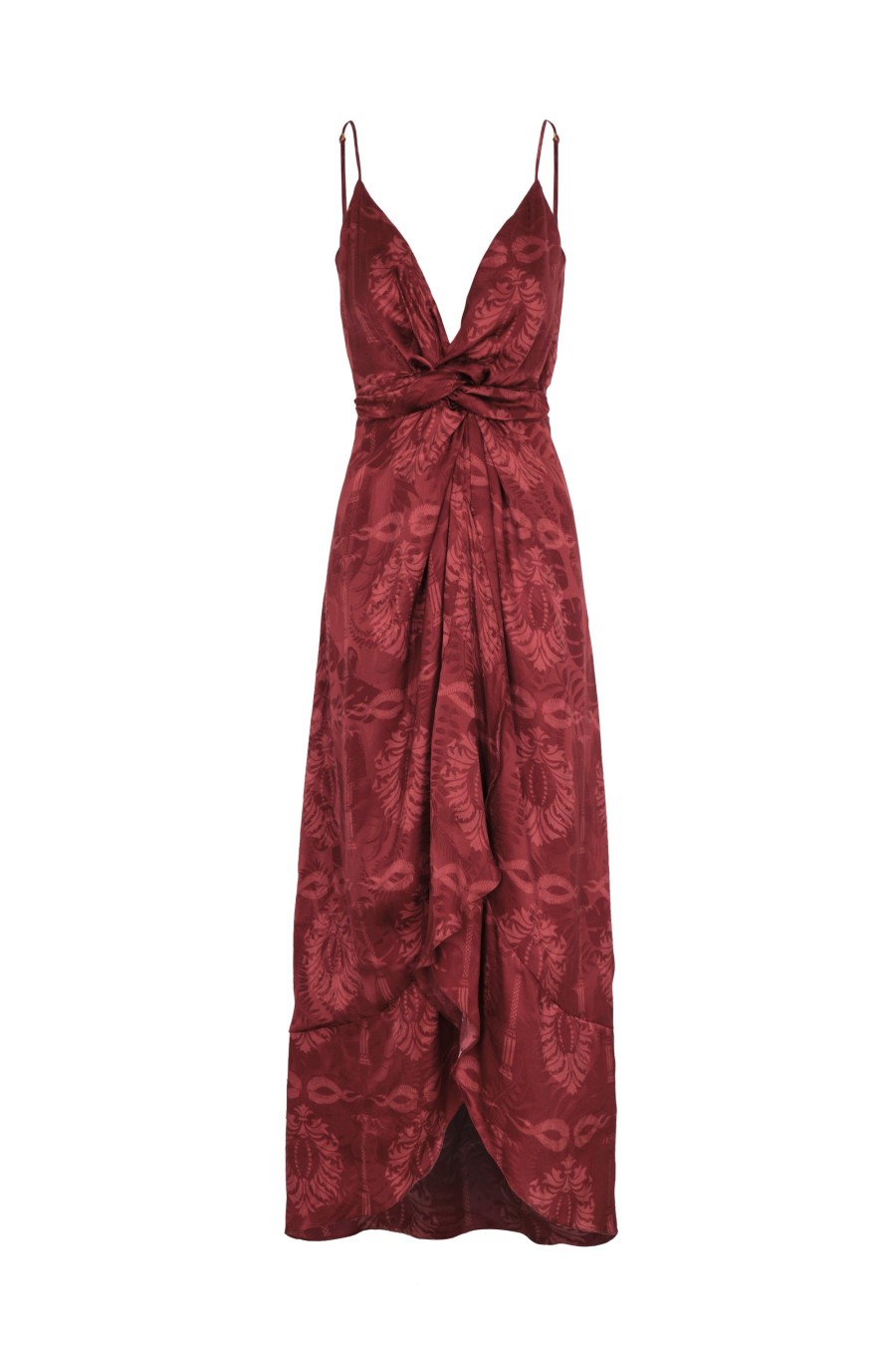 Women Juan de Dios | Sabina Silk Jacquard Dress/Wine