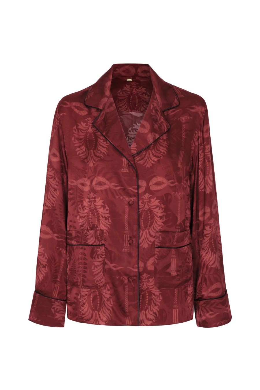 Women Juan de Dios Shirts & Blouses | Noches De Luna Silk Jacquard Blouse/Wine