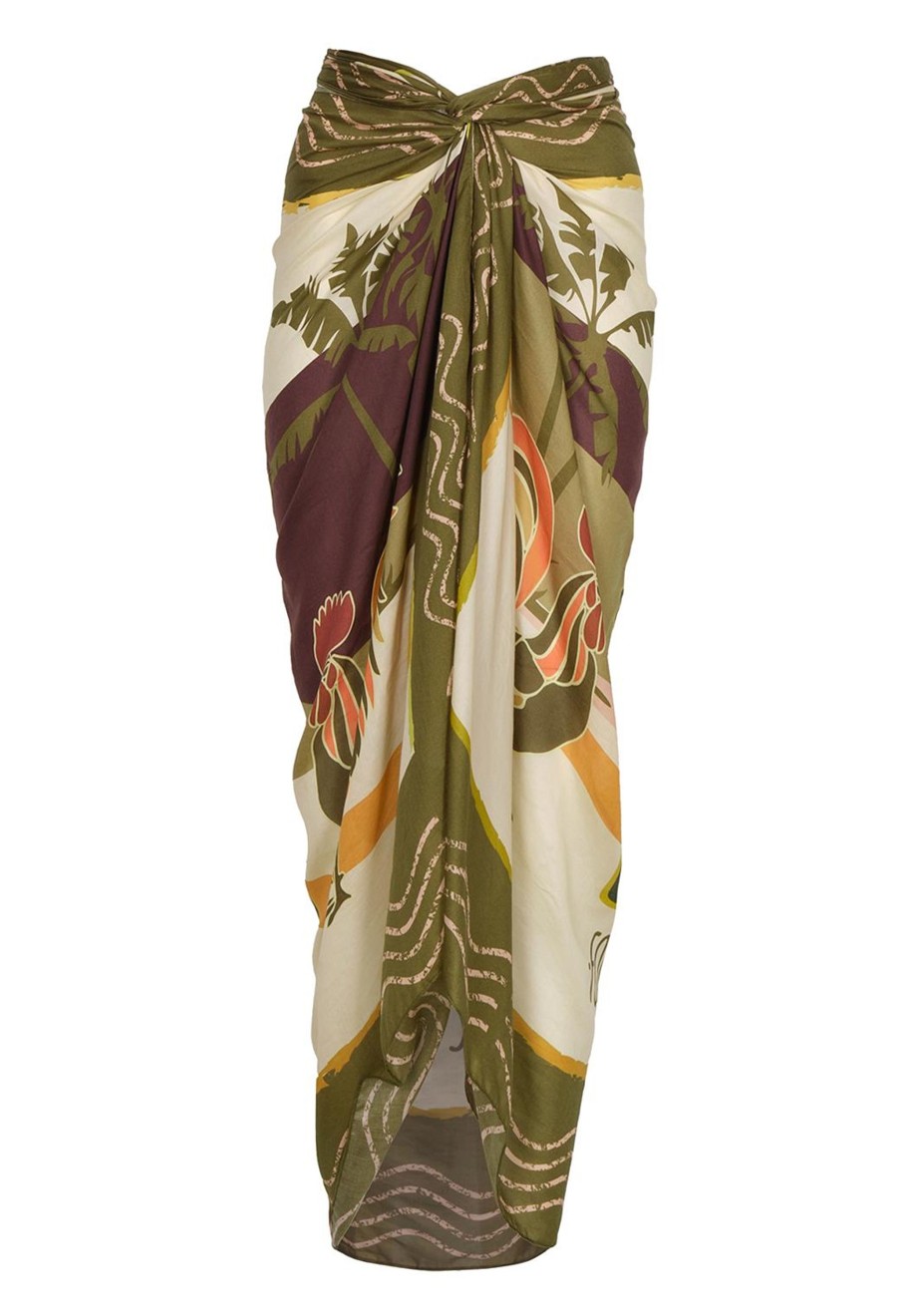 Women Juan de Dios Sarongs | De La Falaise Sarong/Green Rooster