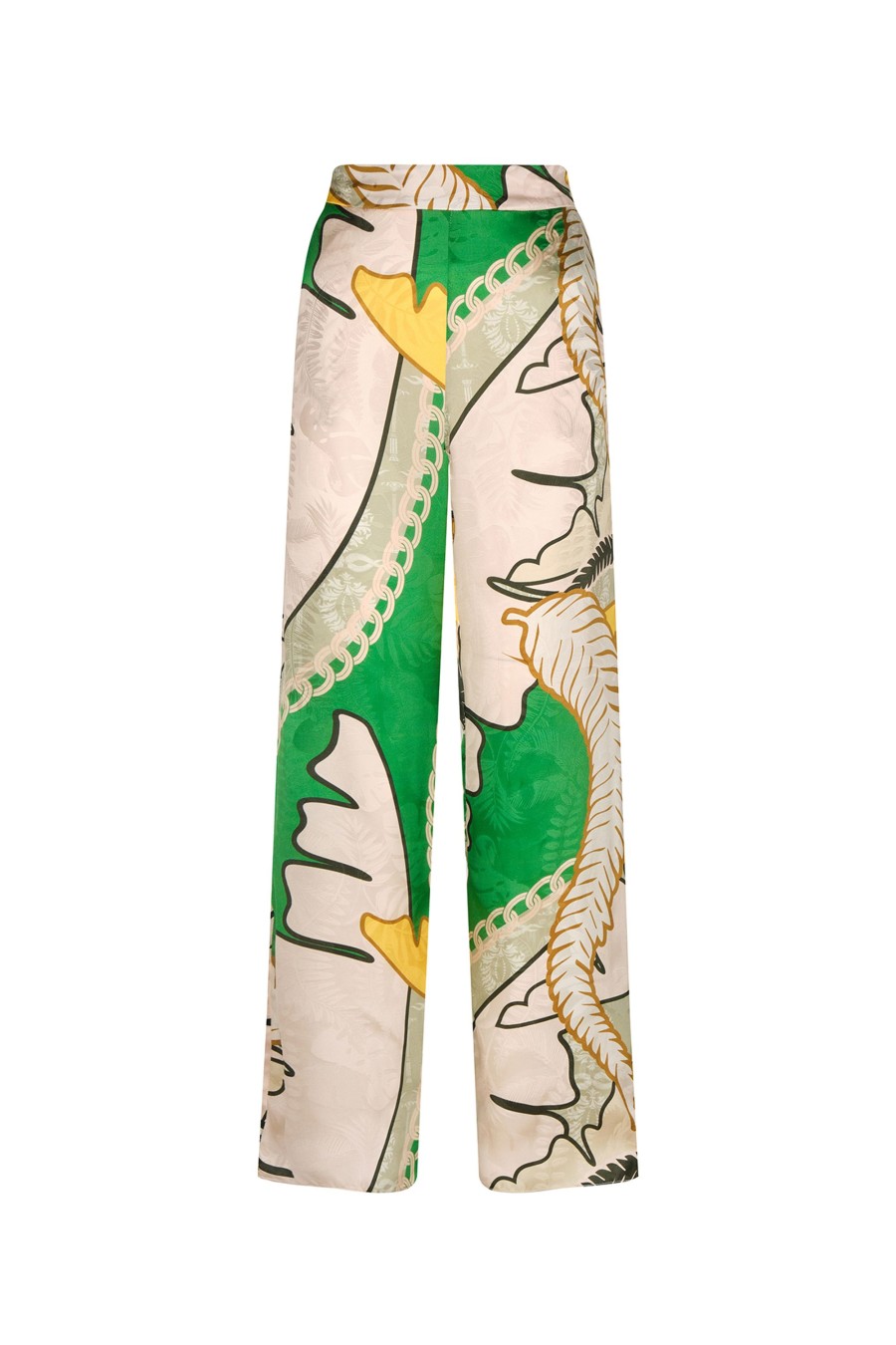 Women Juan de Dios | Santo Tomas Silk Jacquard Pants/Green