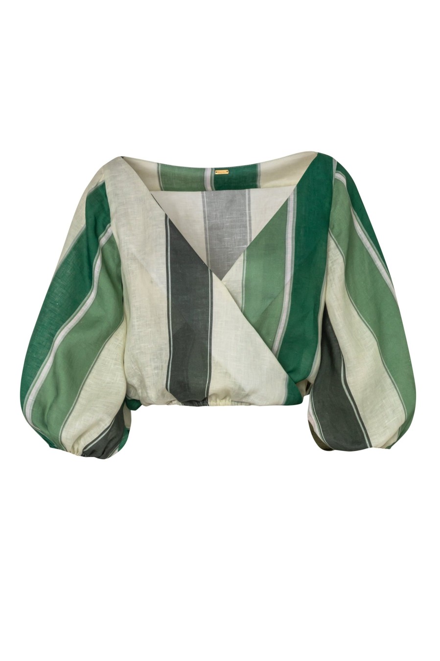 Women Juan de Dios Shirts & Blouses | Beatrice Linen Top/Green Ivory Stripes