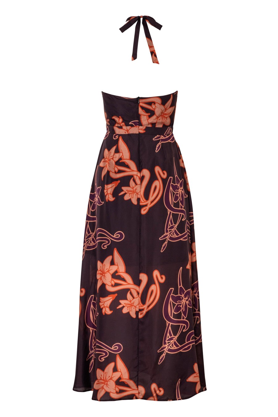 Women Juan de Dios Dresses | Torre Del Cielo Silk Habutai Midi Dress/Aubergine Lilies