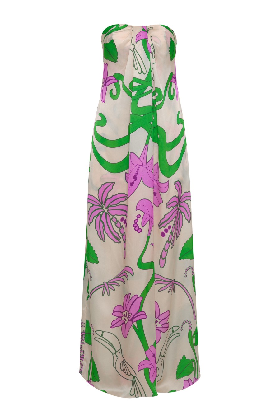 Women Juan de Dios Dresses | Bardot Maxi Silk Dress/Violet Garden