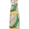 Women Juan de Dios | Magdalena Silk Jacquard Maxi Dress/Green