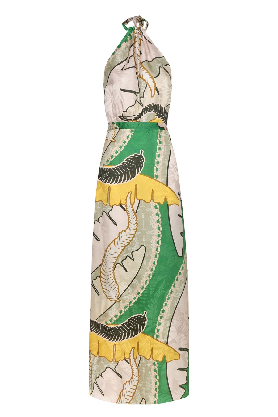 Women Juan de Dios | Magdalena Silk Jacquard Maxi Dress/Green