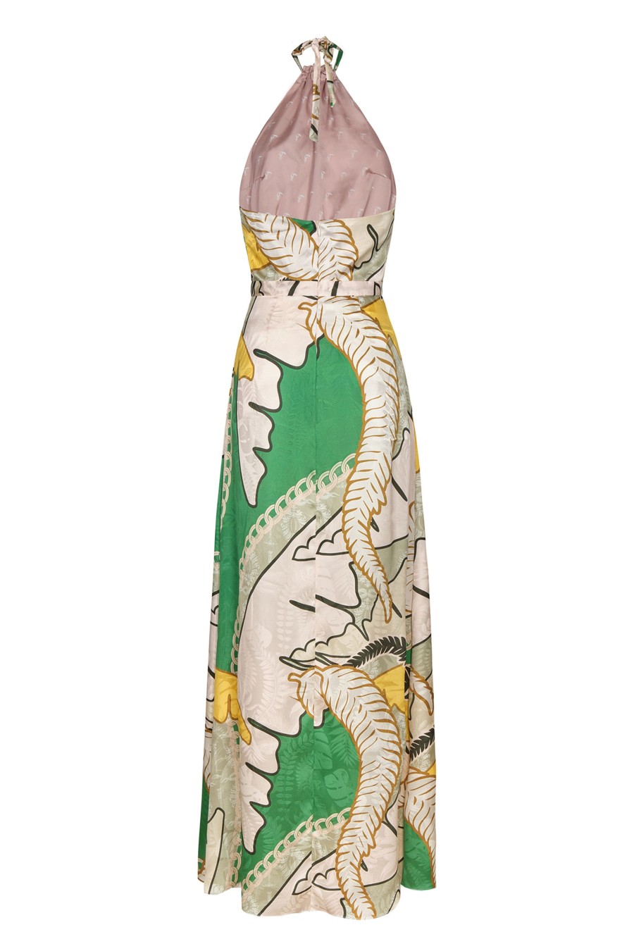 Women Juan de Dios | Magdalena Silk Jacquard Maxi Dress/Green