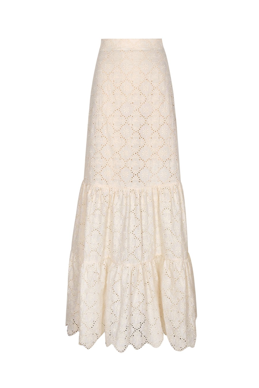 Women Juan de Dios Skirts | Julieta Cotton Eyelet Maxi Skirt/Cream