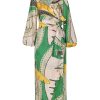 Women Juan de Dios | Tertulia Silk Jacquard Maxi Dress/Green