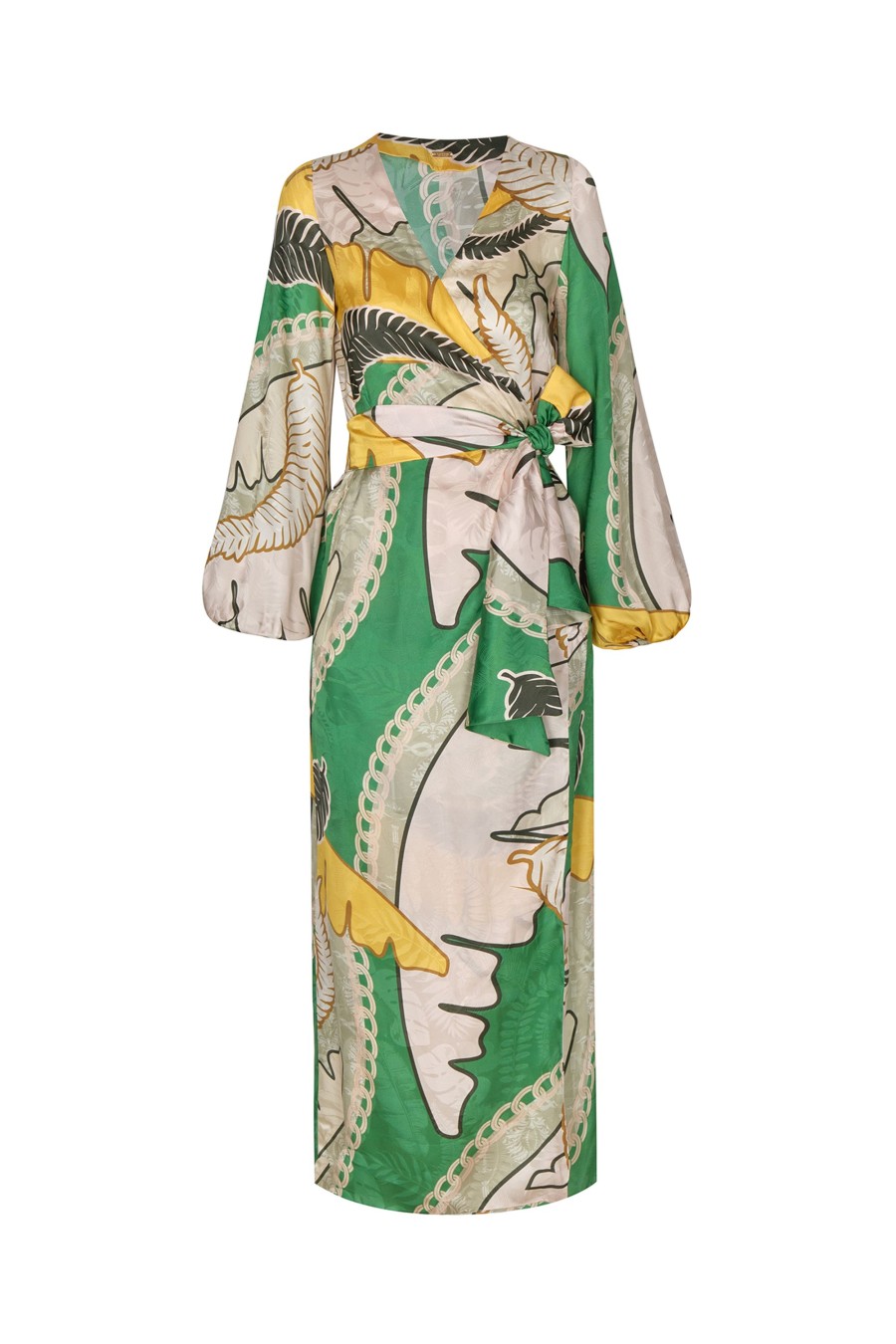 Women Juan de Dios | Tertulia Silk Jacquard Maxi Dress/Green