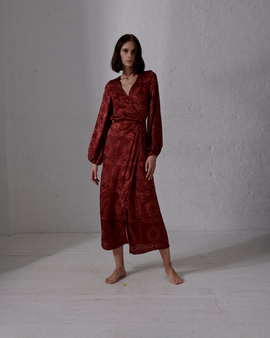 Women Juan de Dios Dresses | Tertulia Jacquard Maxi Dress/Wine