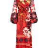 Women Juan de Dios Dresses | Hojarasca Silk Midi Tunic Dress/Red Moonlight Garden*Exclusive