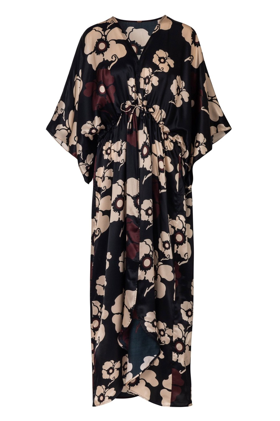 Women Juan de Dios Dresses | San Cipriano Silk Tunic/Black Maxi Ivory Flowers