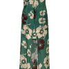 Women Juan de Dios | Bardot Cotton Silk Midi Dress/Emerald Green Maxi Ivory Flowers