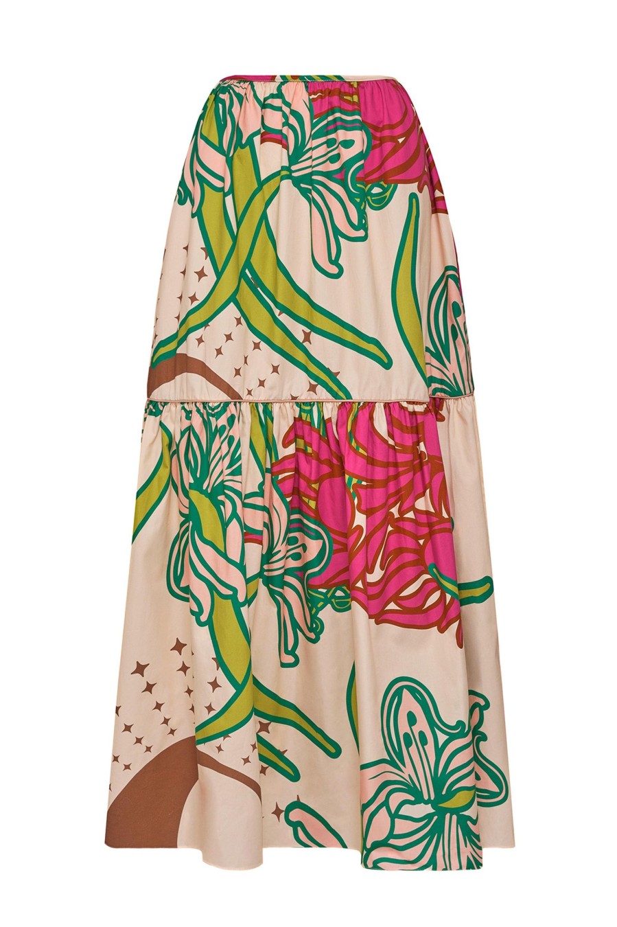 Women Juan de Dios Skirts | Ornella Cotton Maxi Skirt/Beige Moon Garden