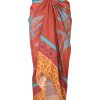 Women Juan de Dios Sarongs | De La Falaise Cotton-Silk Sarong/Terracota Palms