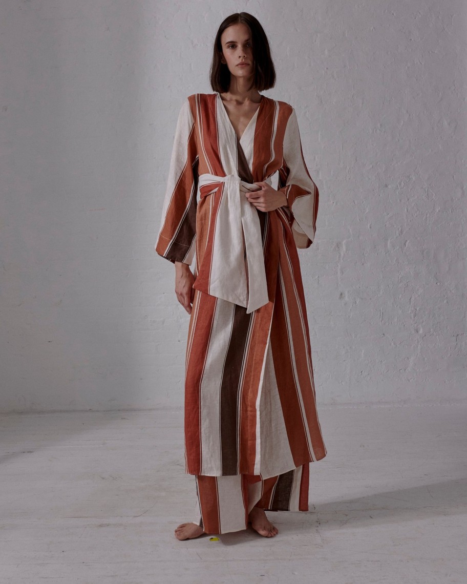 Women Juan de Dios Kaftans | Joaquina Linen Kaftan/Terra Stripes